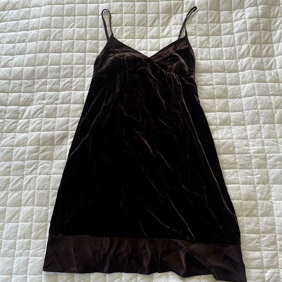 GAP Womens Dress 6 Brown Velvet Babydoll Mini V-Neck Whimsigoth Fairy Grunge - Picture 3 of 15